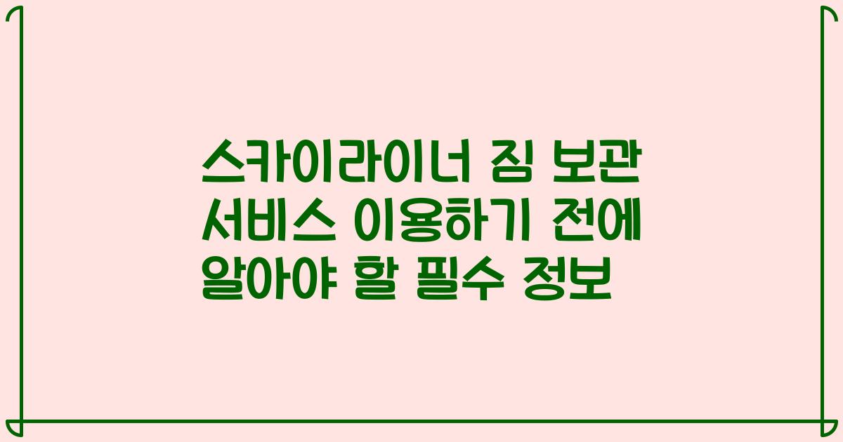 스카이라이너 짐 보관 서비스 이용하기 전에 알아야 할 필수 정보