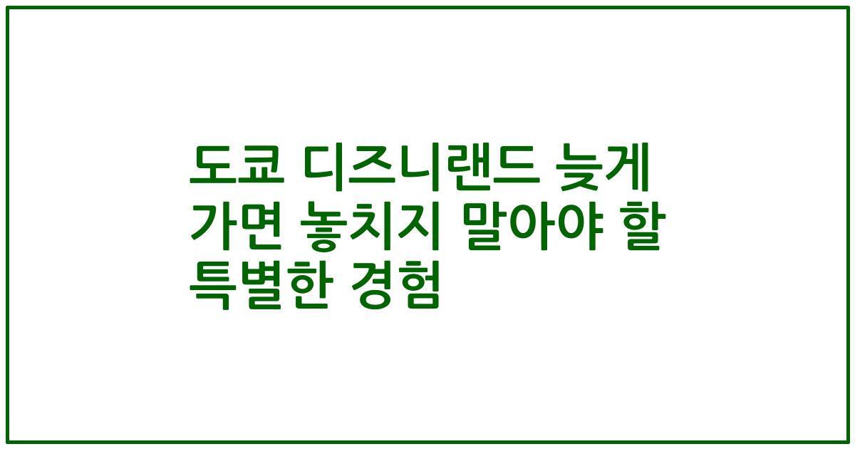 도쿄 디즈니랜드 늦게 가면 놓치지 말아야 할 특별한 경험