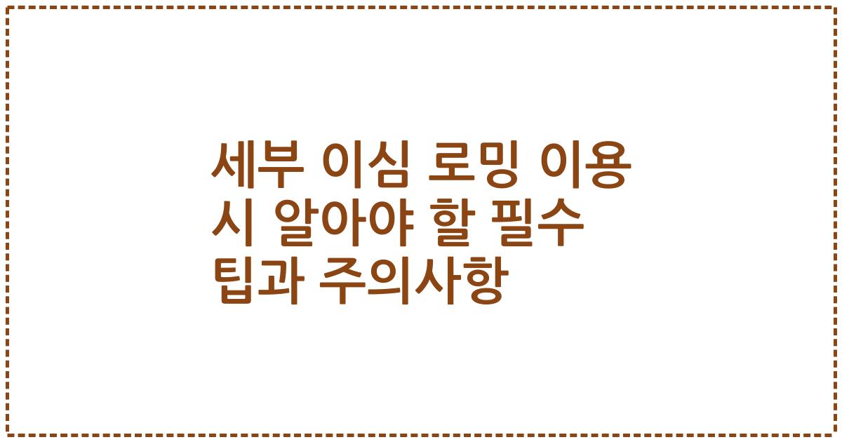 세부 이심 로밍 이용 시 알아야 할 필수 팁과 주의사항